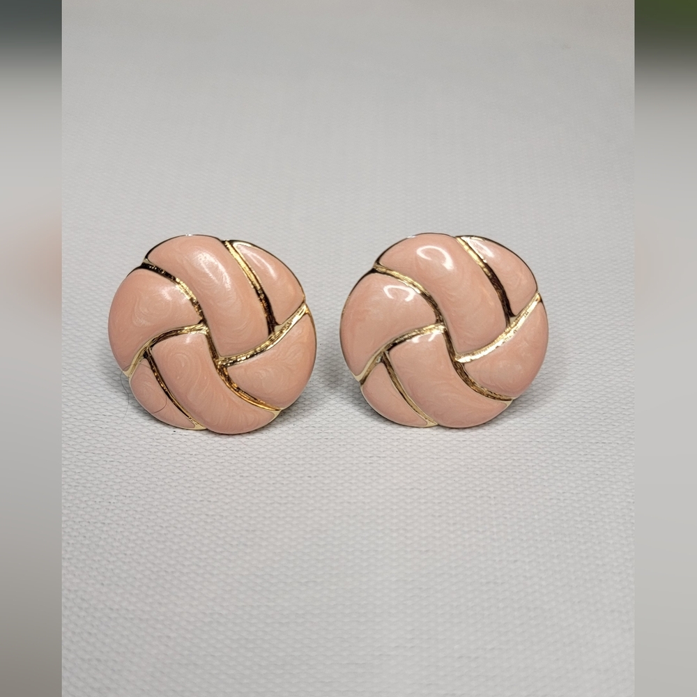 Trifari Pink Clip on Earrings with Goldtone